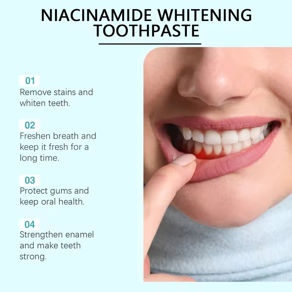 Niacinamide whitening dual-color toothpaste freshens breath, cleans the mouth, and removes yellowing and stains