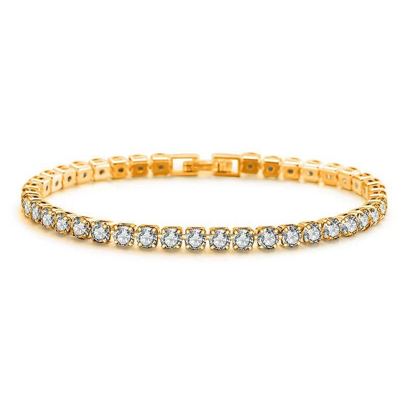 14K Gold-Plated Cubic Zirconia Classic Tennis Bracelet for Women Gold and Copper Bracelet-wsm