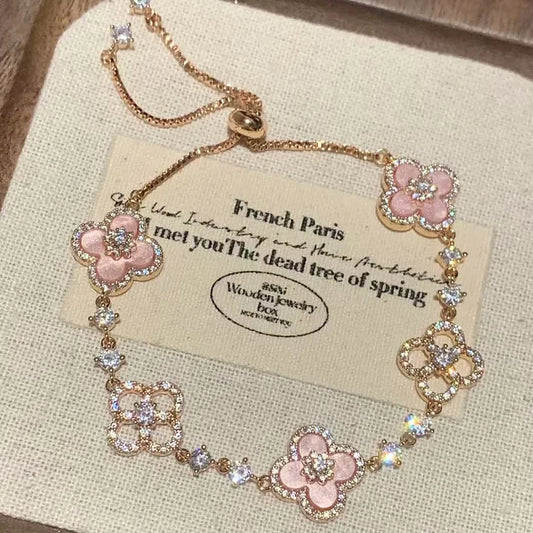 Zircon Diamond Flower Hollow Adjustable Bracelet Niche All-match Women-wsm