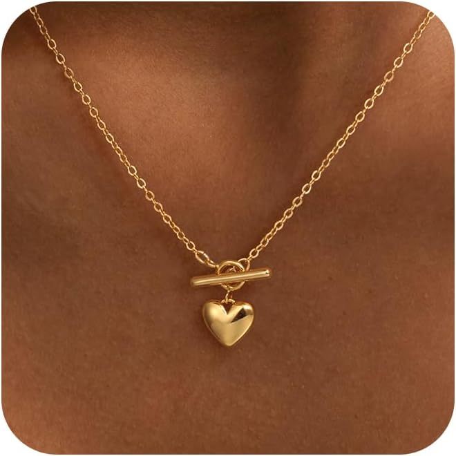 14K gold plated heart-shaped pendant magnetic necklace - stackable design - suitable as party gifts or school gifts-wpp