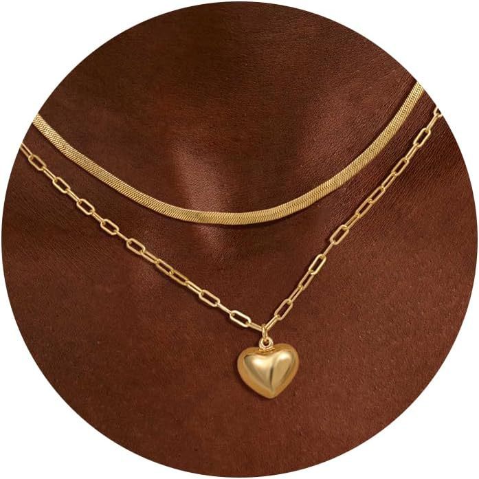 14K gold plated heart-shaped pendant magnetic necklace - stackable design - suitable as party gifts or school gifts-wpp