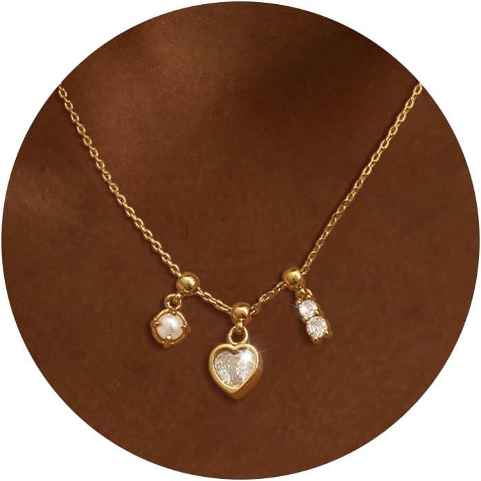 14K gold plated heart-shaped pendant magnetic necklace - stackable design - suitable as party gifts or school gifts-wpp