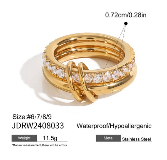 Stainless steel stacked pearl ring high-end ins style ring-wpp