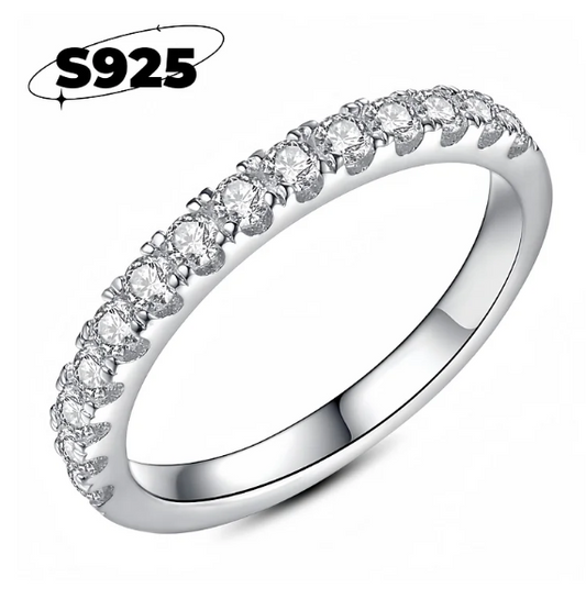 Sterling silver high-end niche half diamond ring female simple zircon ring-wsm