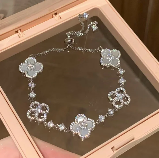 Zircon Diamond Flower Hollow Adjustable Bracelet Niche All-match Women-wsm