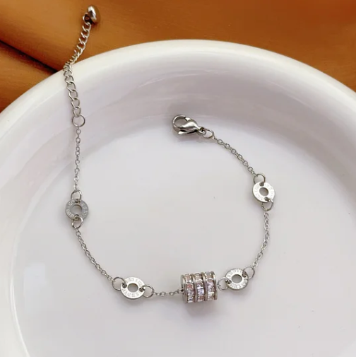 Full diamond small waist titanium steel women's 18K gold non-fading bracelet-wsm