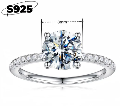 Sterling silver high-end niche half diamond ring female simple zircon ring-wsm
