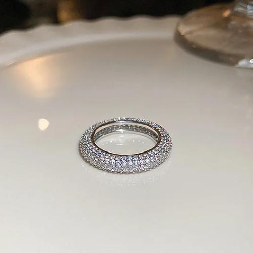Pearl and diamond open ring - fashionable all-metal high-end finger ring, stylish and elegant -wsm