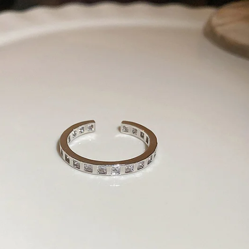 Pearl and diamond open ring - fashionable all-metal high-end finger ring, stylish and elegant -wsm