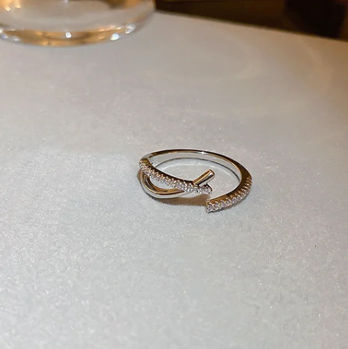 Pearl and diamond open ring - fashionable all-metal high-end finger ring, stylish and elegant -wsm