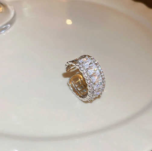 Pearl and diamond open ring - fashionable all-metal high-end finger ring, stylish and elegant -wsm