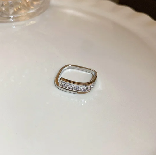 Pearl and diamond open ring - fashionable all-metal high-end finger ring, stylish and elegant -wsm