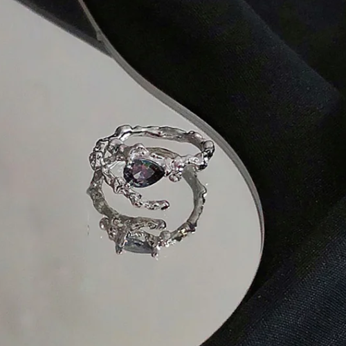 Pearl and diamond open ring - fashionable all-metal high-end finger ring, stylish and elegant -wsm
