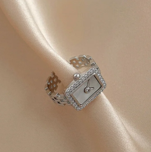 Pearl and diamond open ring - fashionable all-metal high-end finger ring, stylish and elegant -wsm