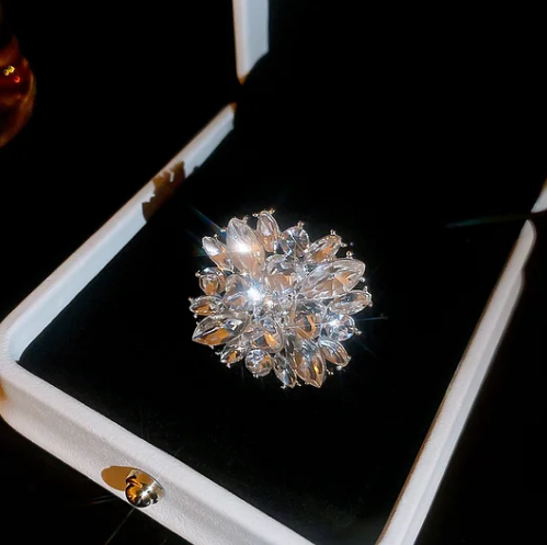 Pearl and diamond open ring - fashionable all-metal high-end finger ring, stylish and elegant -wsm