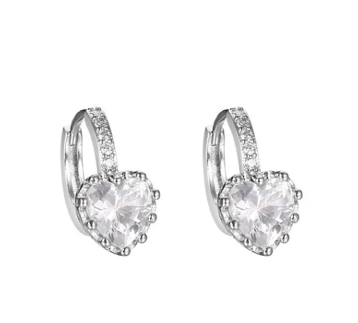 Colored diamond earrings, heart-shaped zircon earrings - wsm