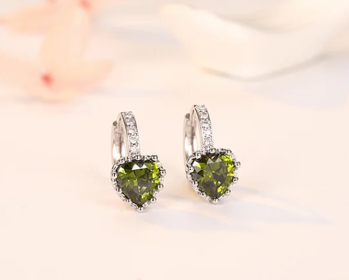 Colored diamond earrings, heart-shaped zircon earrings - wsm
