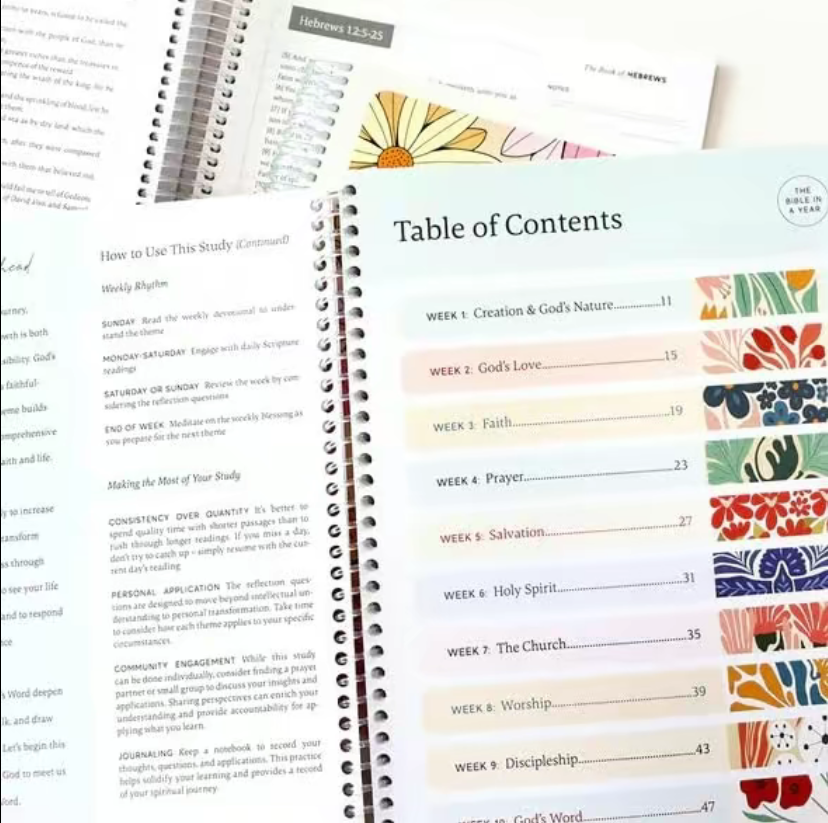 The Bible in a Year, 52-Week Study, A 365-Day Spiritual Journey with Daily Prayer and Notes-xlk