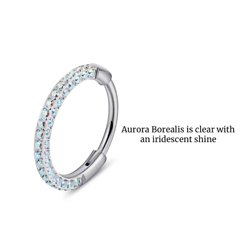 Titanium Triple Sided Micro Gem Hinged Nose Hoop Beauty Mark Jewelry