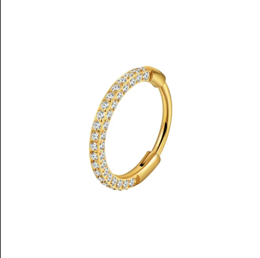 Titanium Triple Sided Micro Gem Hinged Nose Hoop Beauty Mark Jewelry