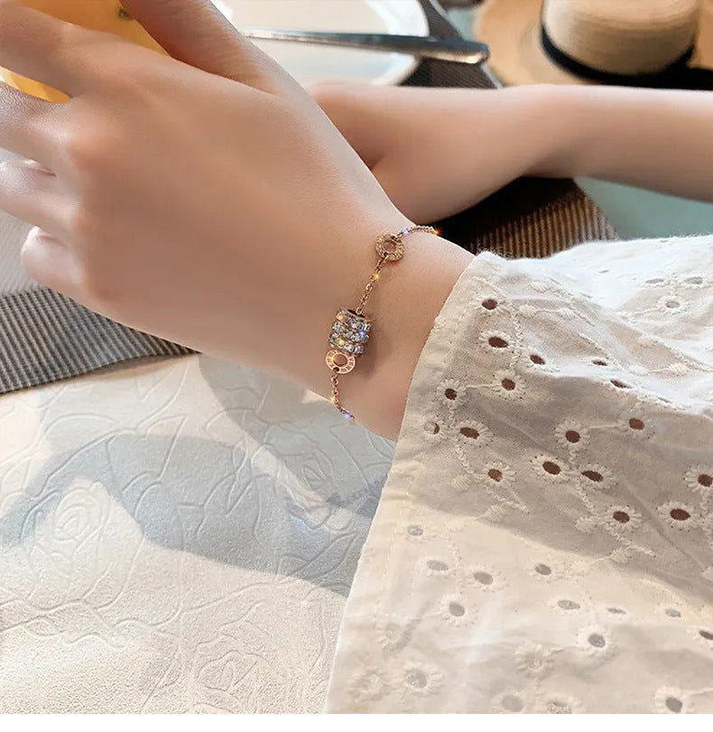 Full diamond small waist titanium steel women's 18K gold non-fading bracelet-wsm