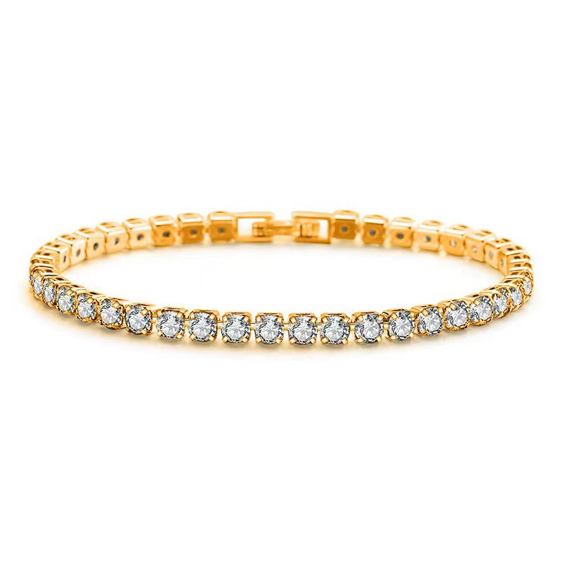 14K Gold-Plated Cubic Zirconia Classic Tennis Bracelet for Women Gold and Copper Bracelet-wsm