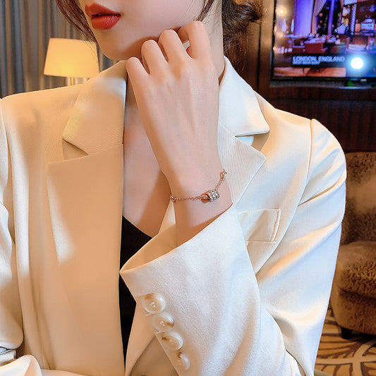 Full diamond small waist titanium steel women's 18K gold non-fading bracelet-wsm