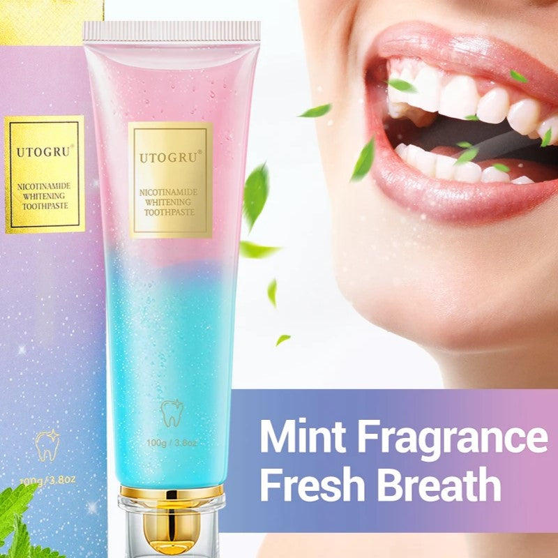 Niacinamide whitening dual-color toothpaste freshens breath, cleans the mouth, and removes yellowing and stains