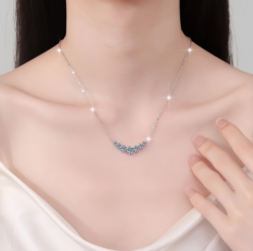 Sterling silver high-end versatile moissanite women's simple necklace-wsm