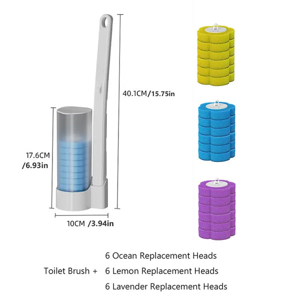 Disposable Toilet Brush Set with 18PCS Triple