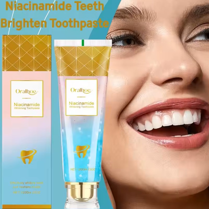 Niacinamide whitening dual-color toothpaste freshens breath, cleans the mouth, and removes yellowing and stains