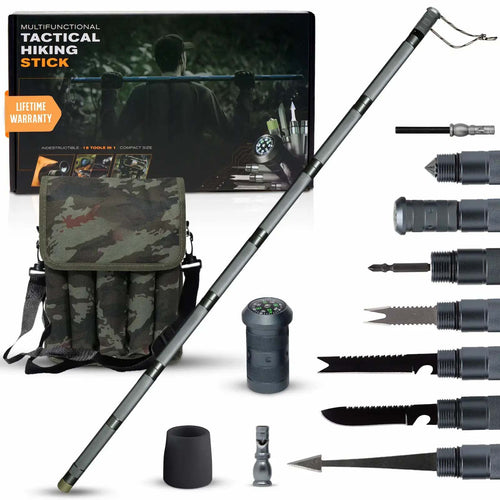 Multi-Function Tactical Survival Stick | All-In-One Outdoor Hiking Pole