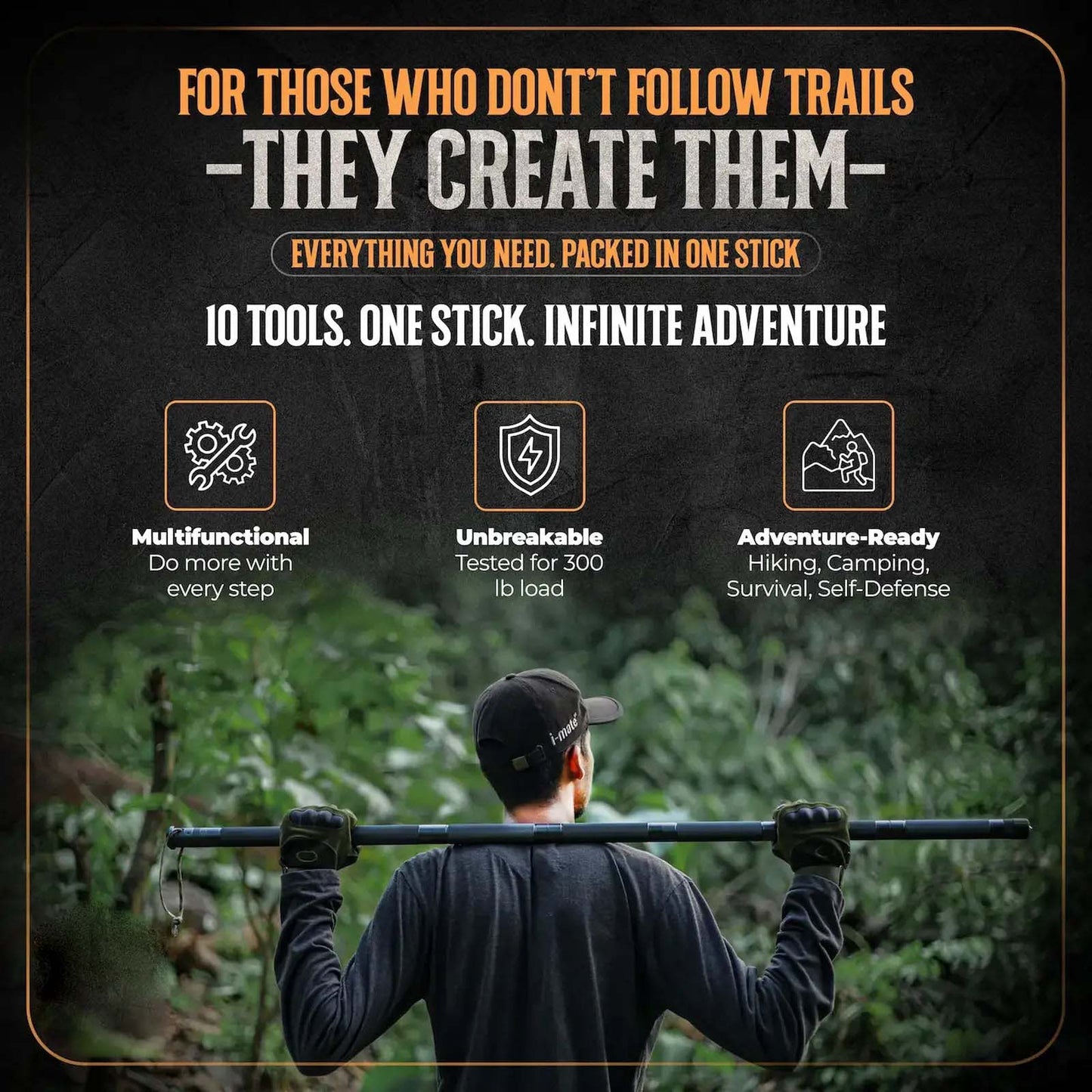 Multi-Function Tactical Survival Stick | All-In-One Outdoor Hiking Pole