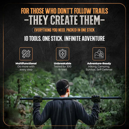 Multi-Function Tactical Survival Stick | All-In-One Outdoor Hiking Pole