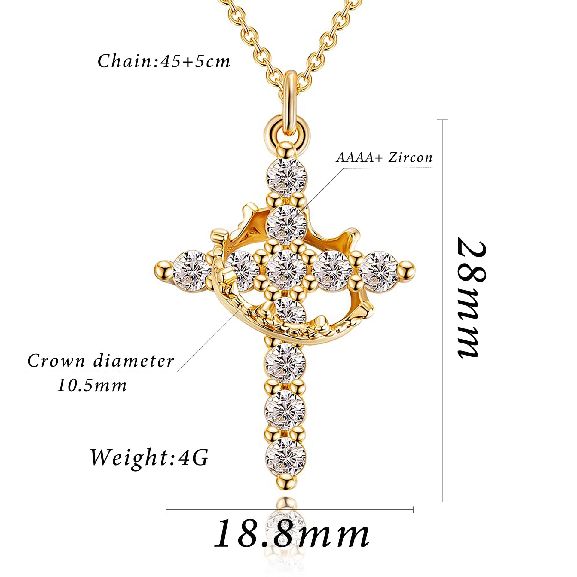 Light luxury high-end zircon clavicle necklace holiday gift rotating crown cross necklace-ts