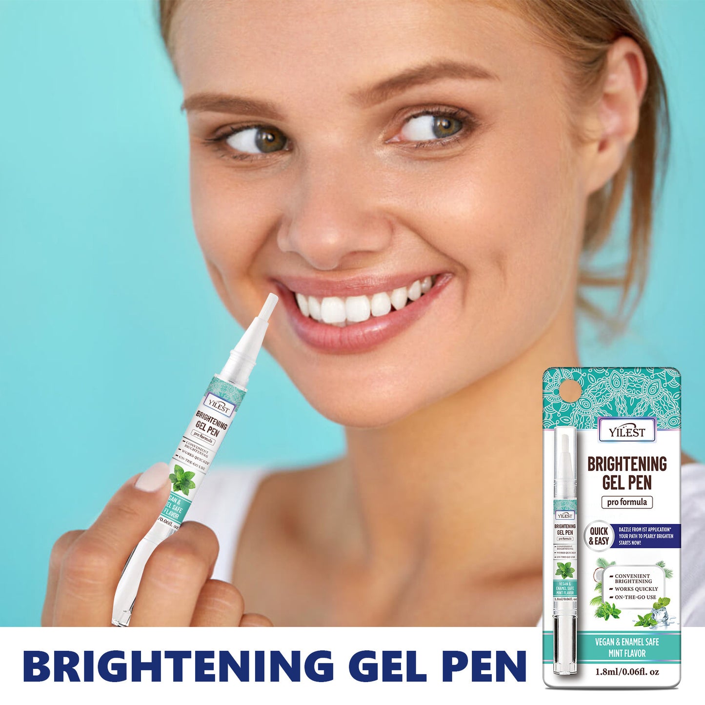 YILEST Whitening Toothbrush freshens breath, cleanses the mouth, removes odor, and whitens teeth.