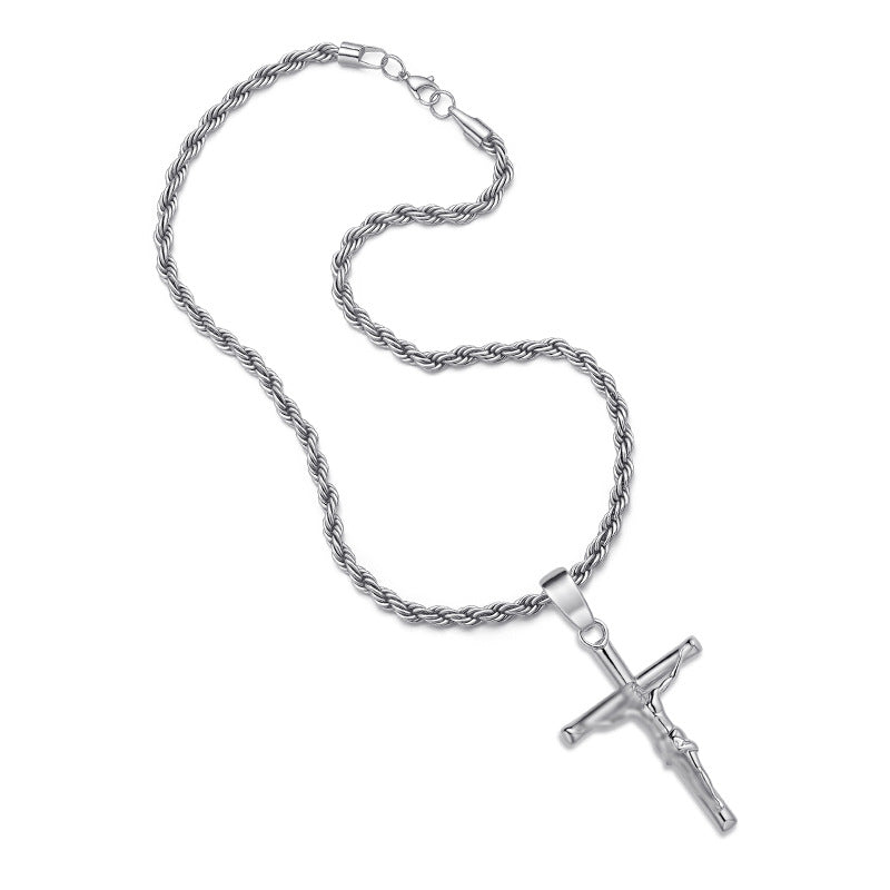 Cross shape popular necklace unisex personality 18K gold-plated - wpp
