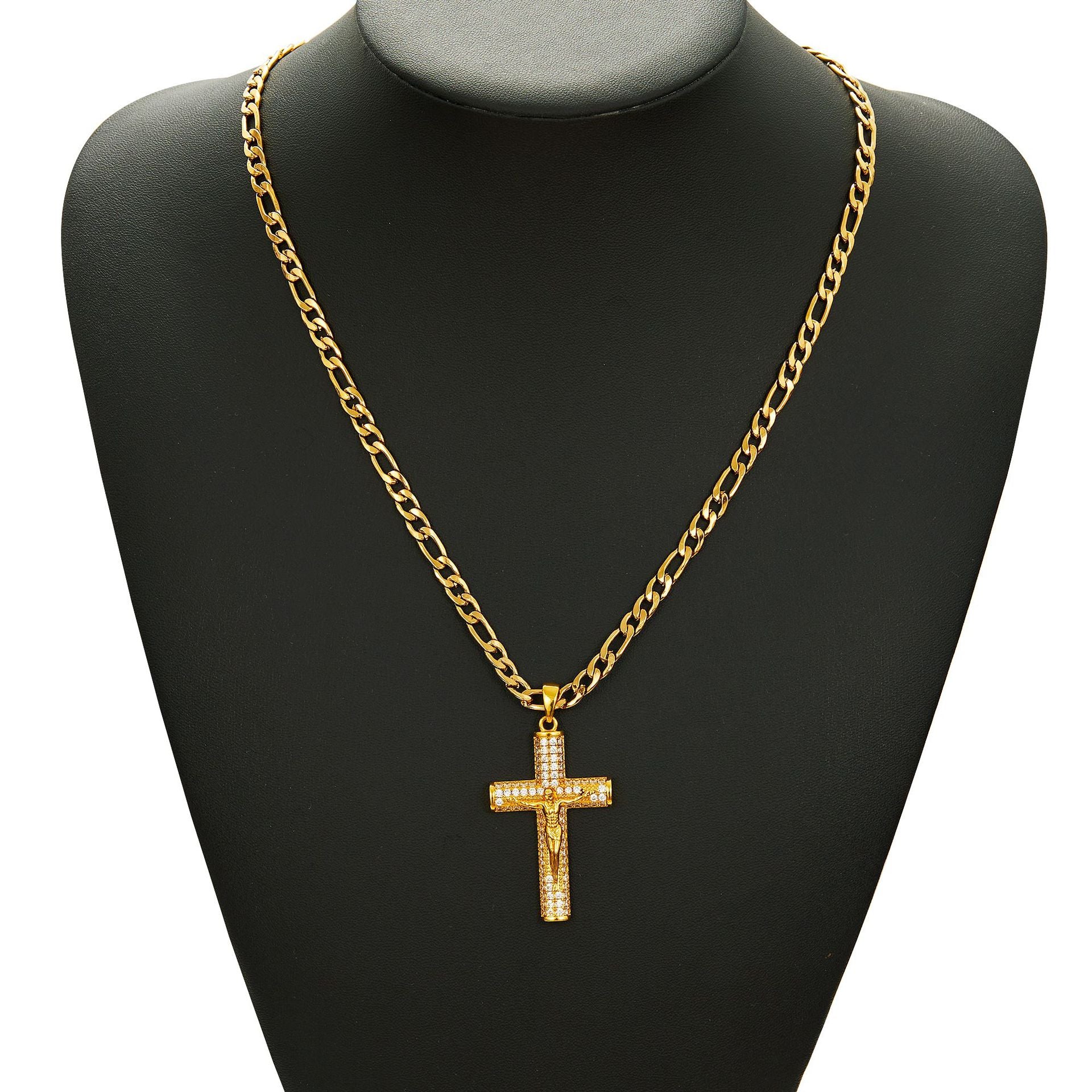 Jesus Cross Pendant - Jesus' Diamond Necklace  waterproof, No Fade-wpp
