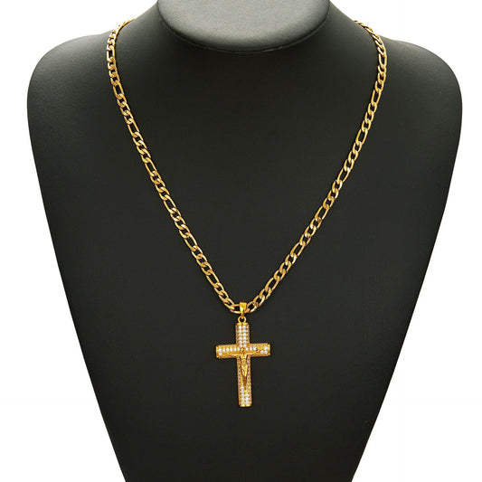 Jesus Cross Pendant - Jesus' Diamond Necklace  waterproof, No Fade-wpp