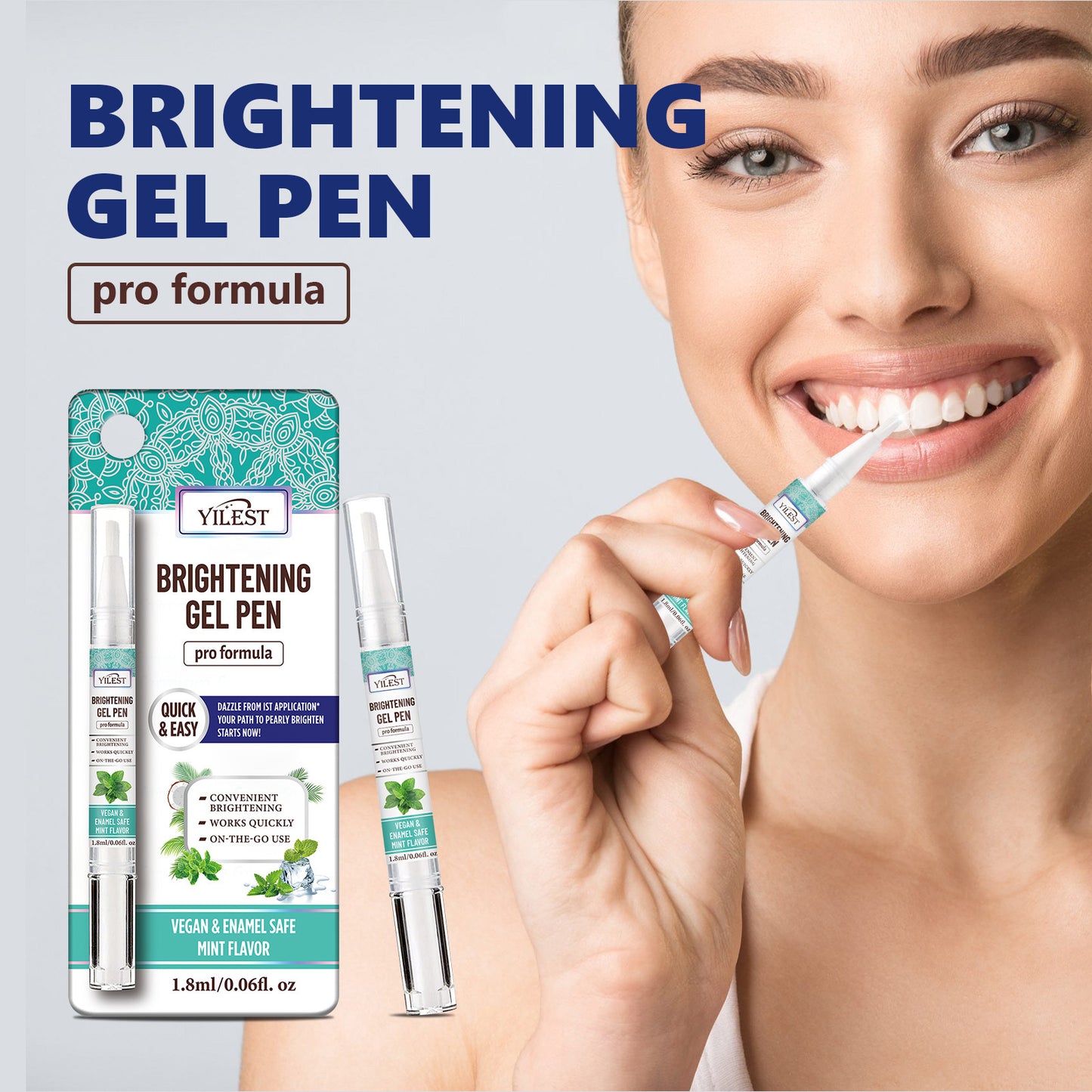 YILEST Whitening Toothbrush freshens breath, cleanses the mouth, removes odor, and whitens teeth.