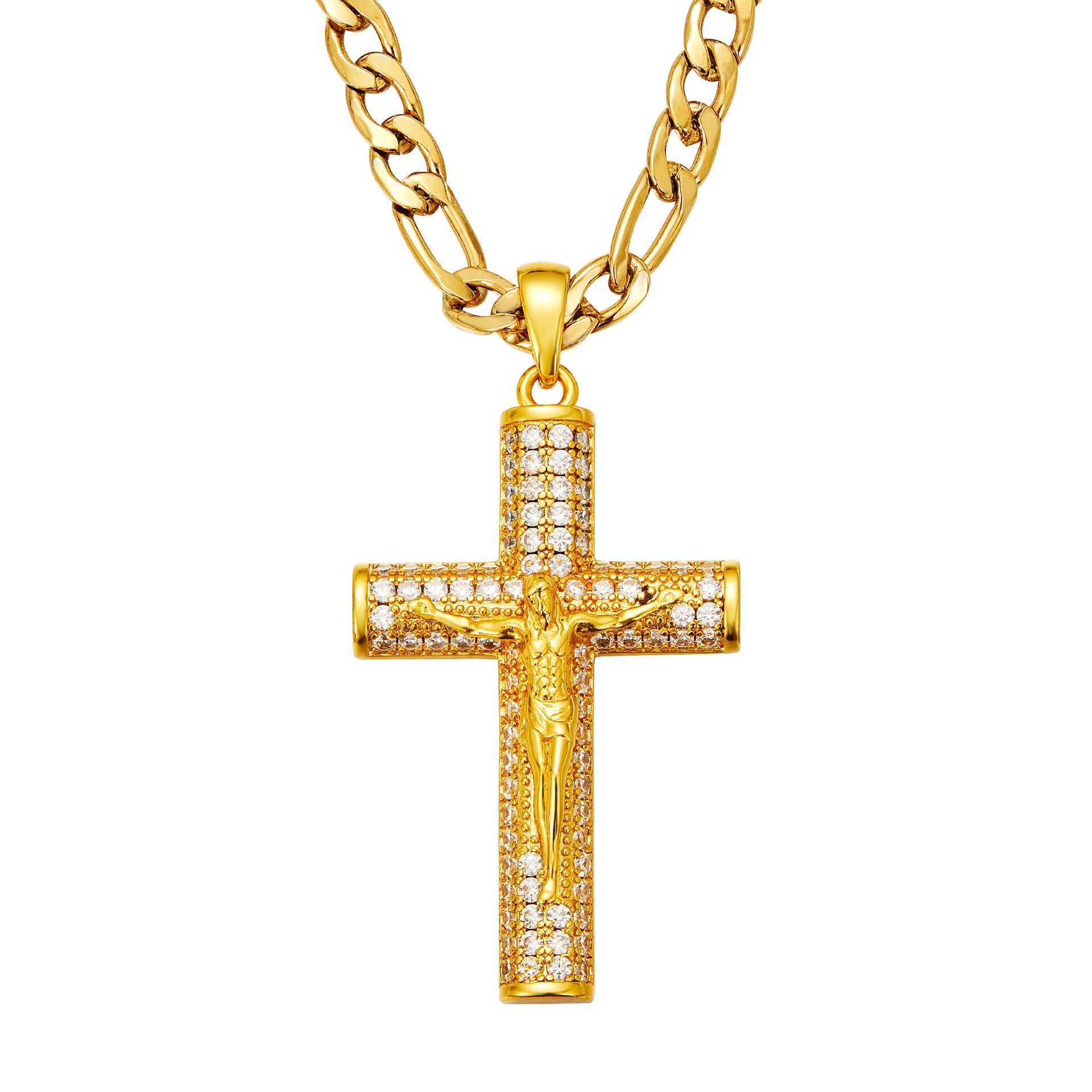Jesus Cross Pendant - Jesus' Diamond Necklace  waterproof, No Fade-wpp