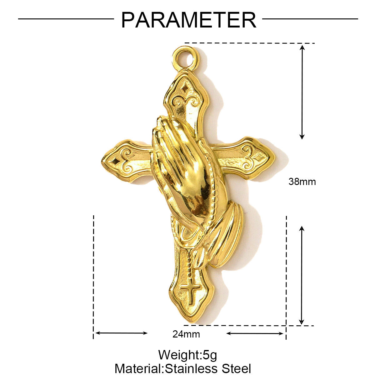 Timeless Stainless Steel Praying Hands Cross Necklace - Waterproof Non-fading Silver Jewelry Perfect for All Occasions-ts