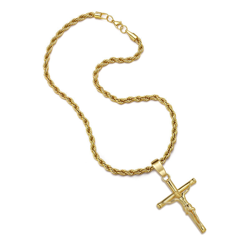 Cross shape popular necklace unisex personality 18K gold-plated - wpp