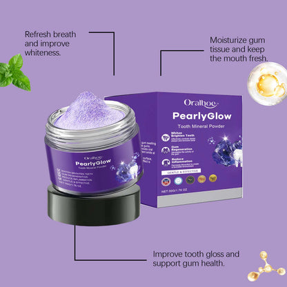 Oralhoe Purple Whitening Teeth Powder: Gentle on and cleans teeth, removes yellowing and plaque, and freshens breath.