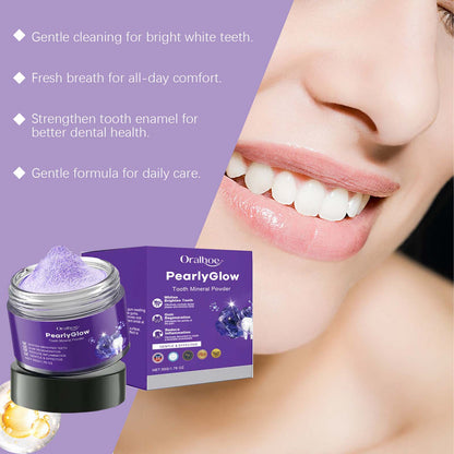 Oralhoe Purple Whitening Teeth Powder: Gentle on and cleans teeth, removes yellowing and plaque, and freshens breath.