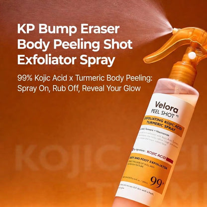 [VELORA Official] Peel Shot Keratin Care Kojic Acid Turmeric Spray 200ml Pore Clearing Exfoliating Formula Skin Repair Scrub-XDD