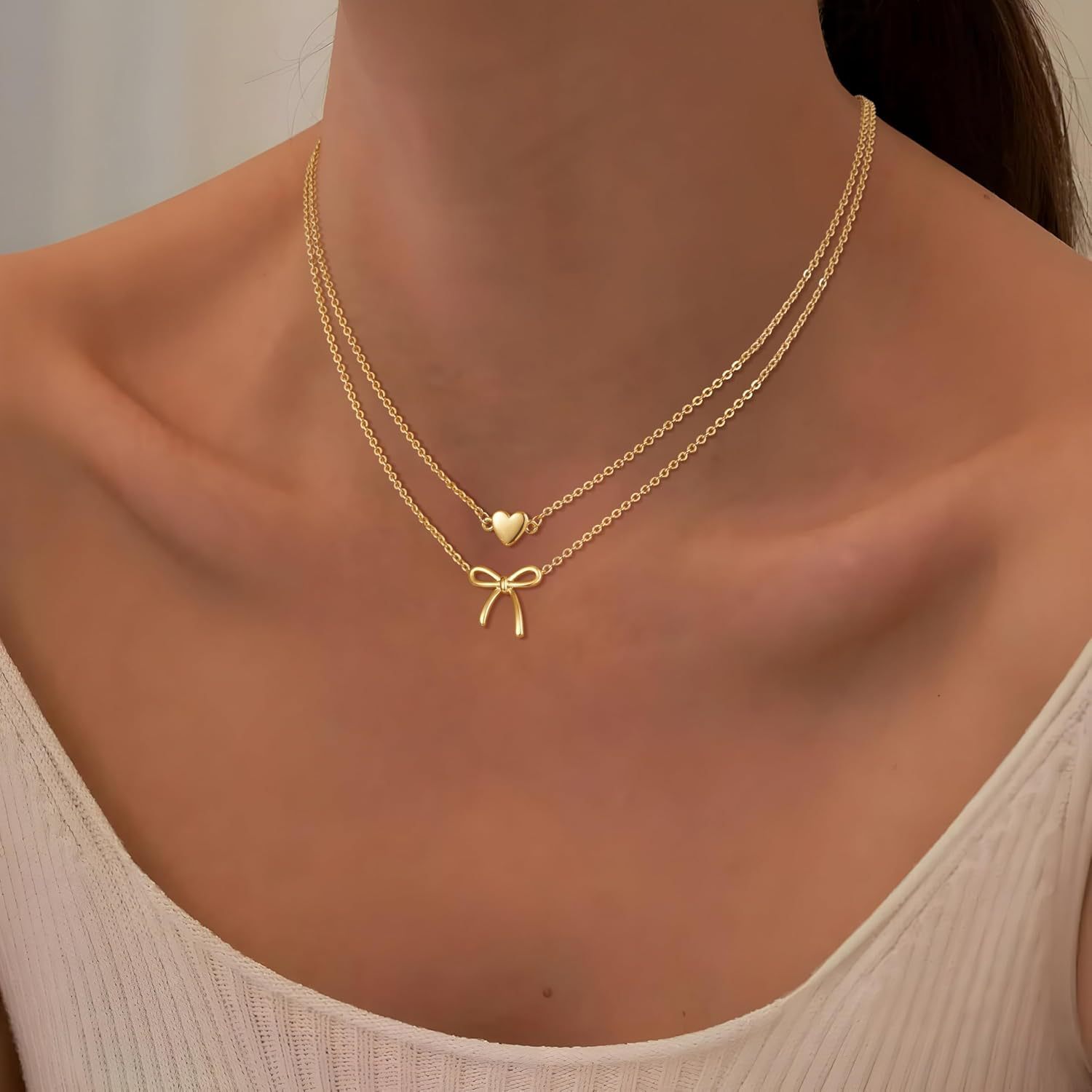 14K gold plated heart-shaped pendant magnetic necklace - stackable design - suitable as party gifts or school gifts-wpp