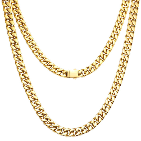 Miami Cuban Chain Necklace - Stainless Steel Material - Suitable for Both Men and Women-wpp