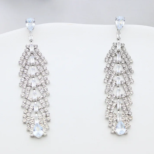 Silver Needle Set Earrings - New Women's Long Leaf-shaped Dangling Summer Earrings-wpp