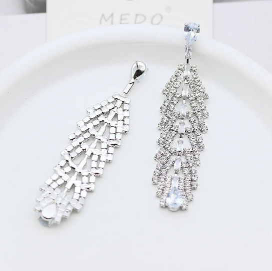 Silver Needle Set Earrings - New Women's Long Leaf-shaped Dangling Summer Earrings-wpp